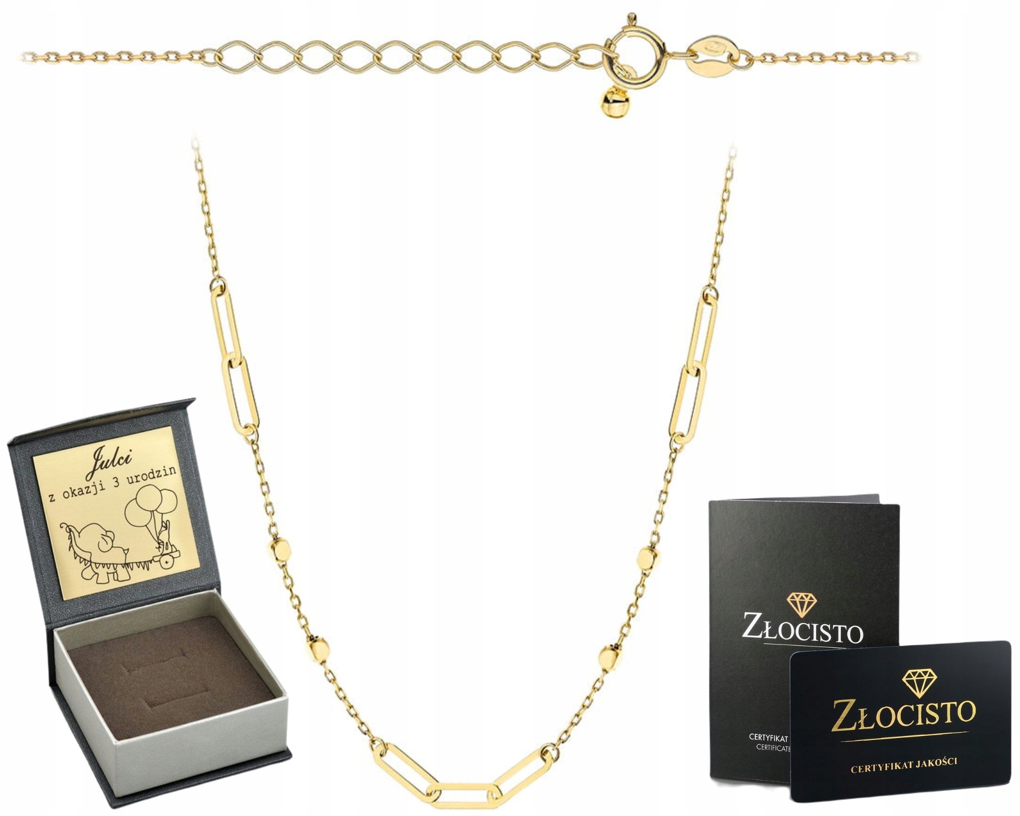 Zlatý Náhrdelník S Dlouhými Články A Kostkami Celebrity S Regulací