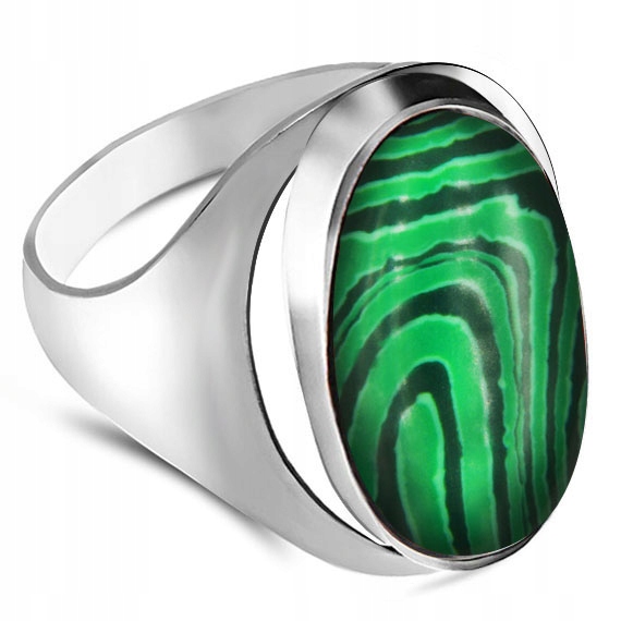 

Pierścionek Srebrny Z Owalnym Malachitem ROZMIAR18