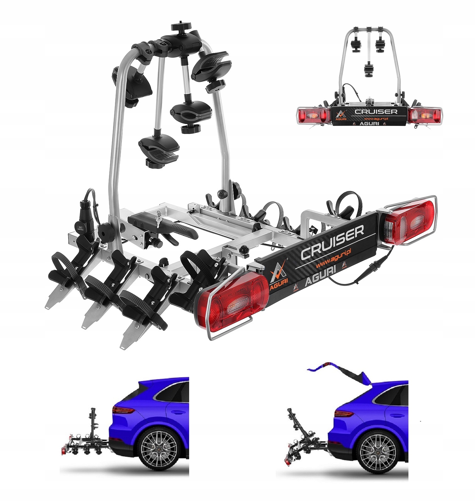 Nosič jízdních kol nosič kol na tažné zařízení Aguri Cruiser 4 Odklápěcí Kola