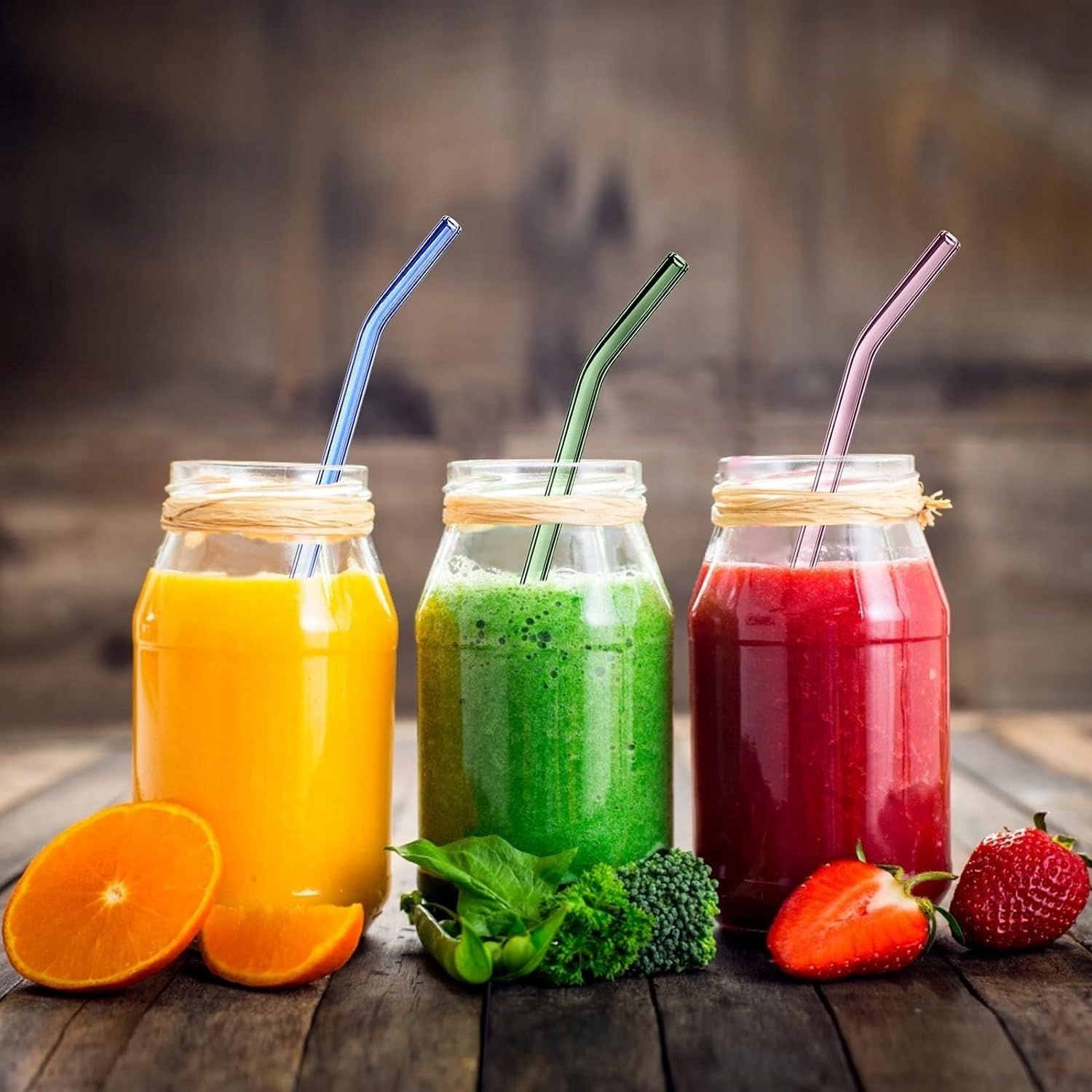 V6 SZKLANE SŁOMKI RURKI PICIA WIELORAZOWE KOLOROWE ZESTAW 4 szt. + CZYŚCIK Kod producenta 990-004-01