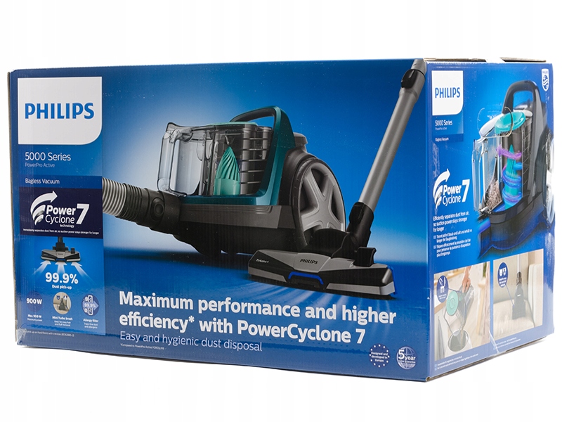 Odkurzacz bezworkowy PHILIPS FC9555/09 750W Cechy dodatkowe Schowek na przewód sieciowy