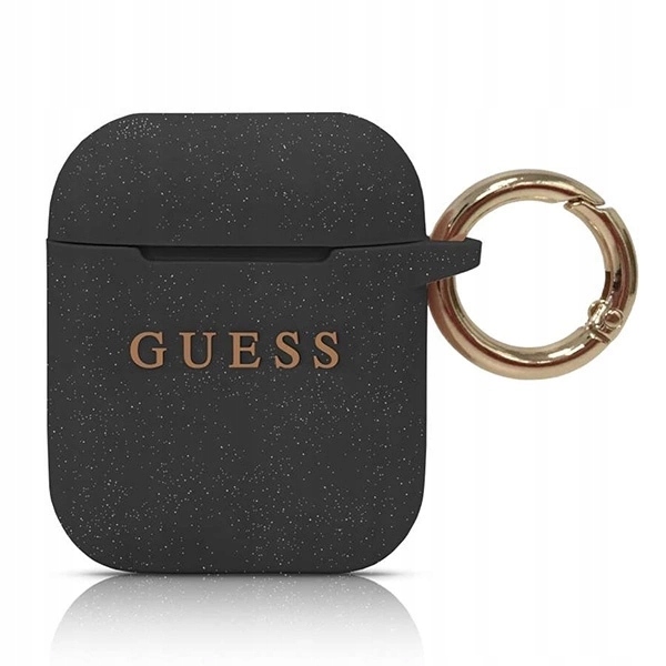 Etui Guess Silicone Glitter na AirPods 1/2 czarne
