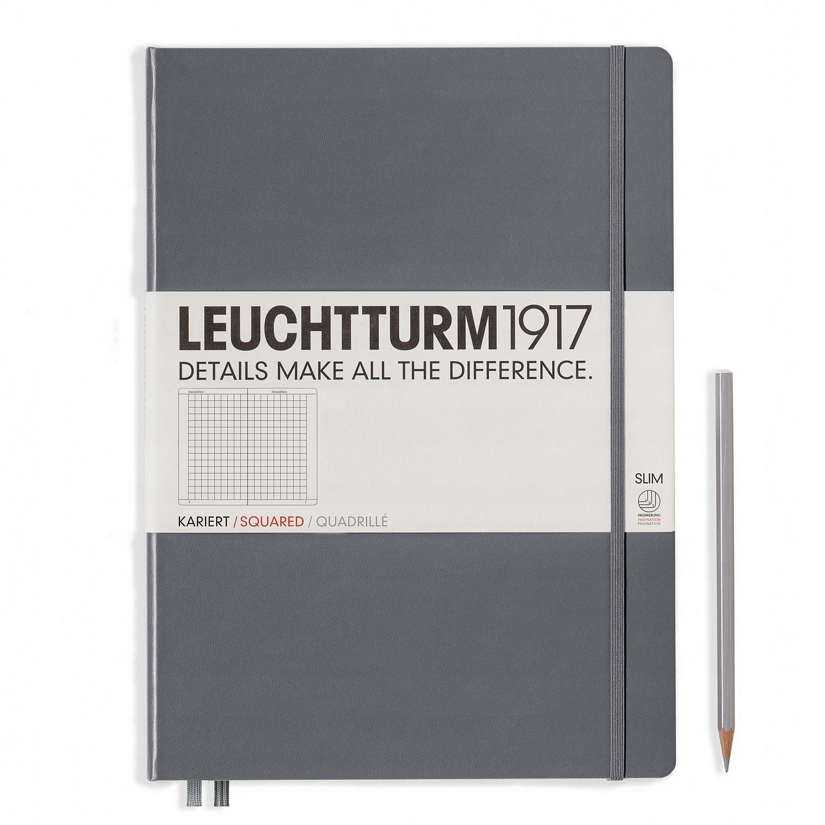 Notatnik Leuchtturm1917 A4+, Kratka, Antracytowy
