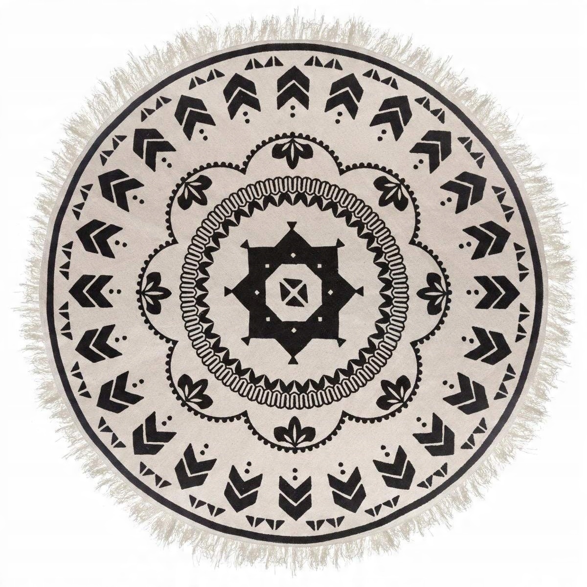 

Dywanik Do Salonu Okrągły Boho Z Frędzlami 120cm