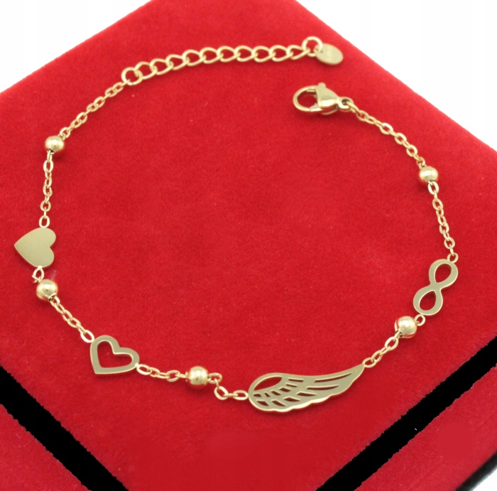 

Bransoletka Złota Skrzydło Serce Stal Chirurgiczna