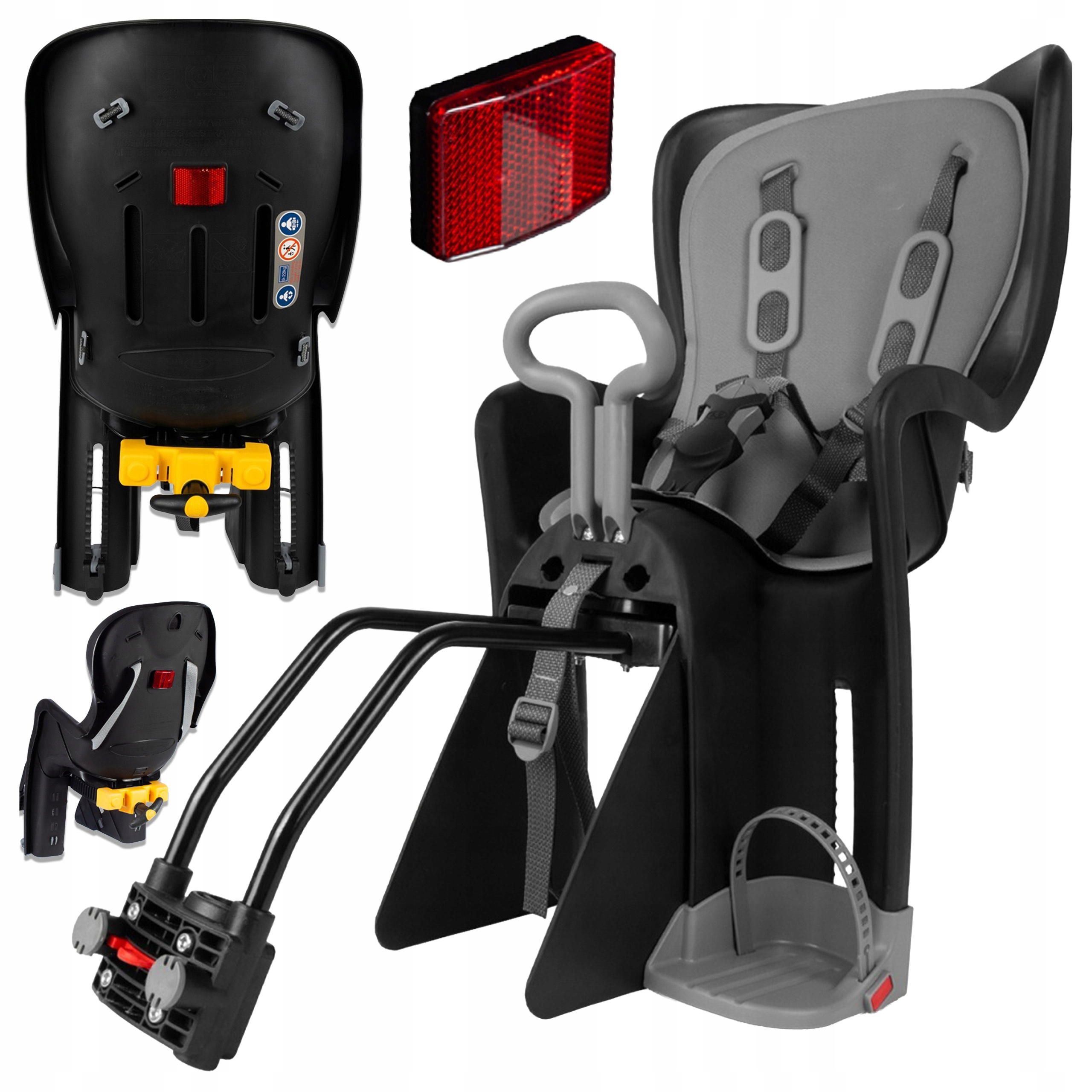 Zadní cyklosedačka do rámu pro děti, výklopné pásy, měkká vložka, 22 kg