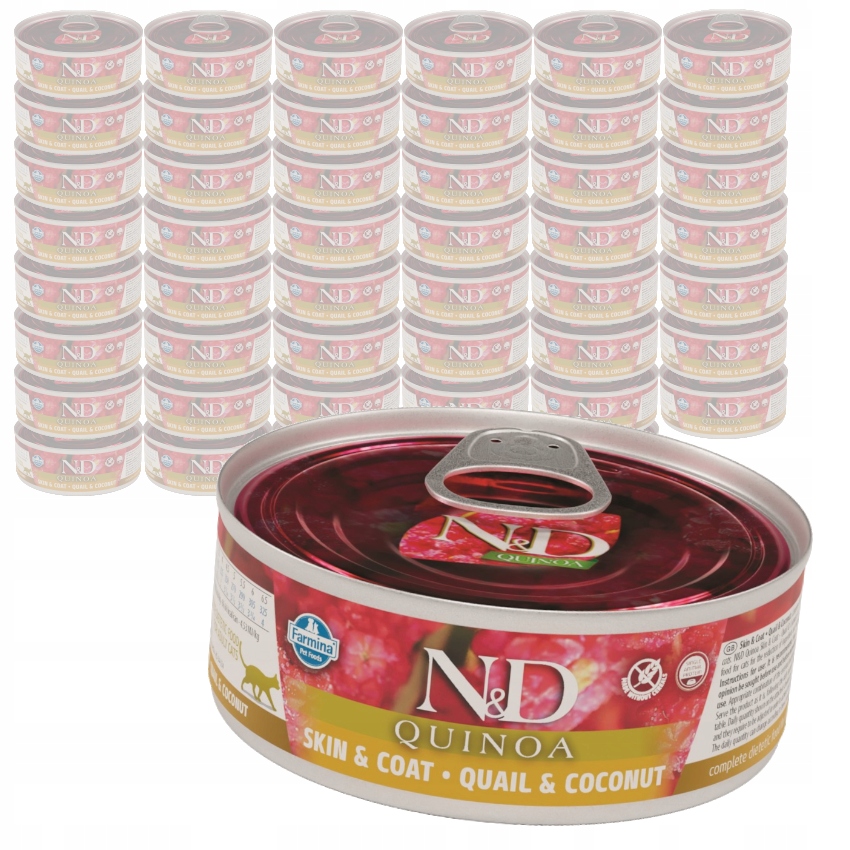 Levně Farmina N&d Quinoa Skin & Coat 48x80g Mokré Krmivo Pro Kočky Křepelka Kokos