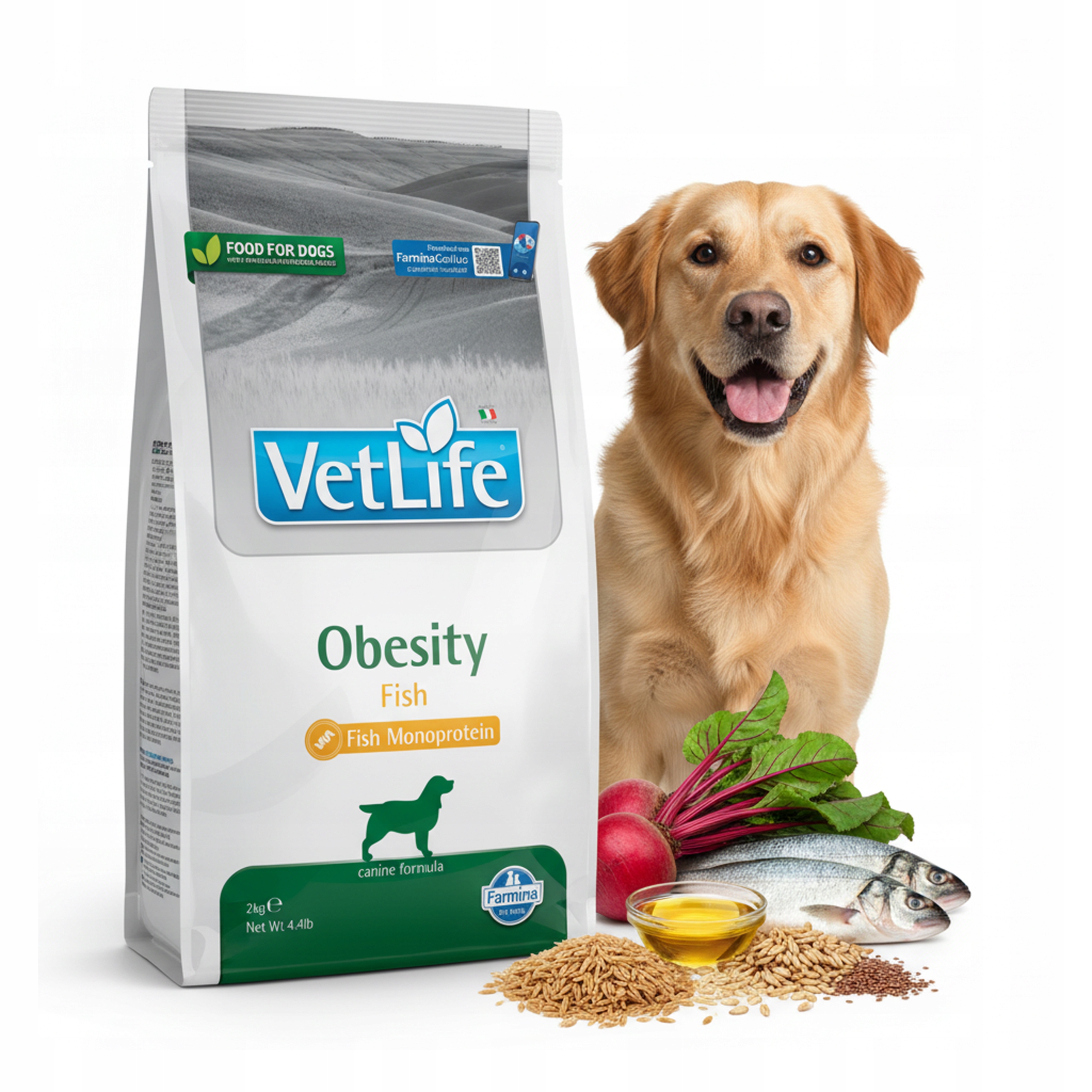 Farmina Vet Life 2kg Fish Obesity karma rybna dla dorosłego psa na nadwagę