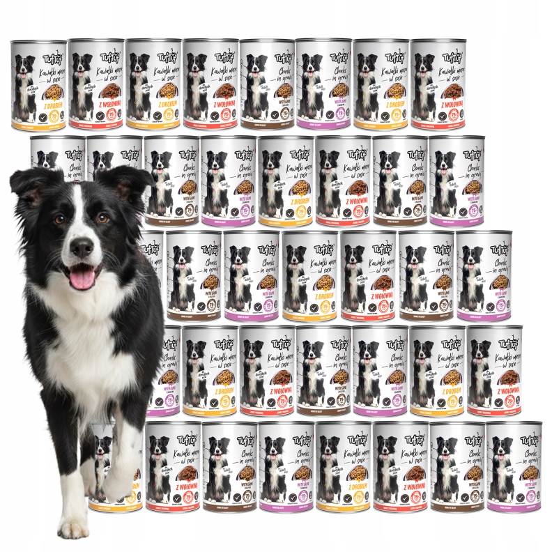 Levně Vlhké Krmivo Pro Psa TufTuf konzervované kousky masa MIX Chutí Set 40x415g