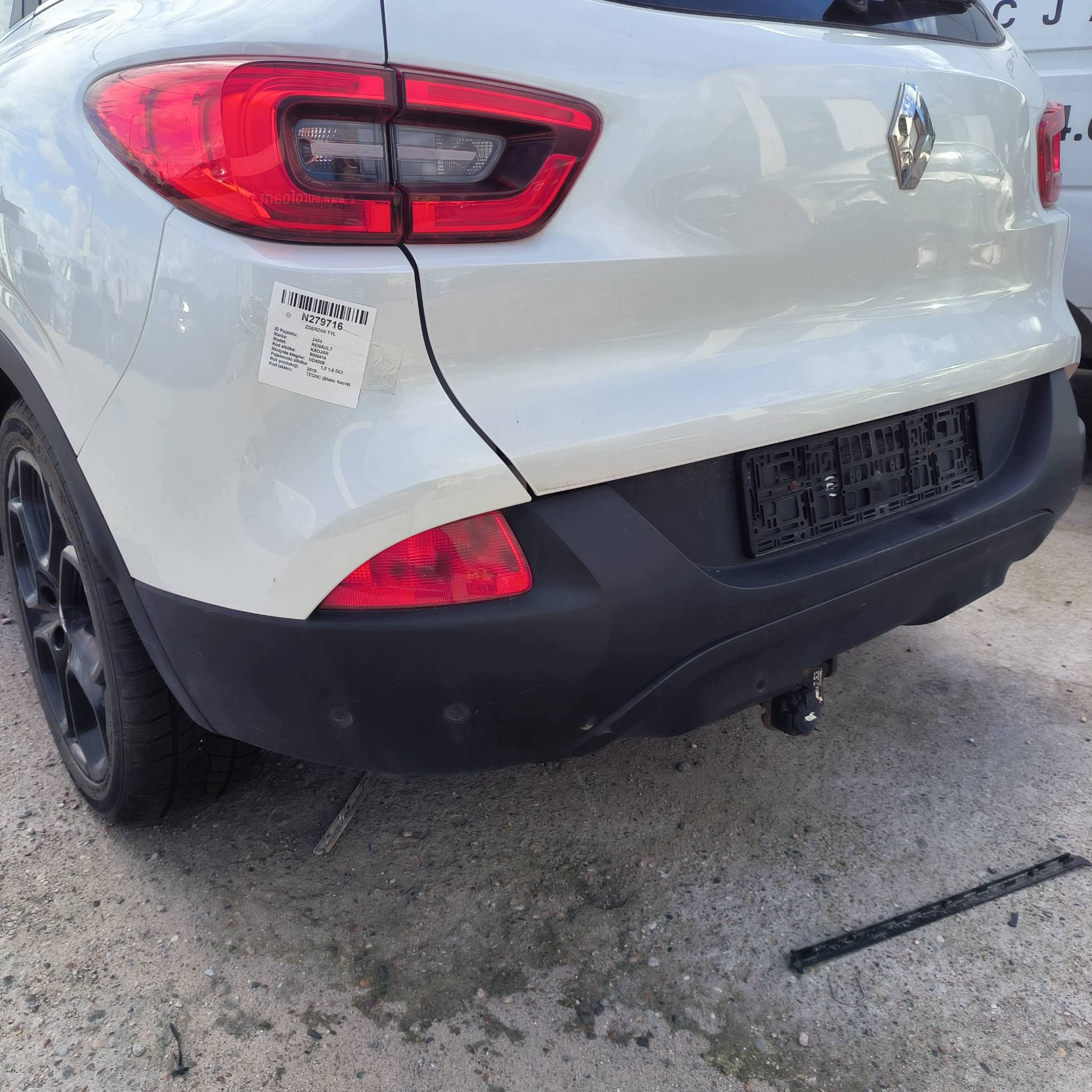 bumper rear part TEQNC RENAULT KADJAR white