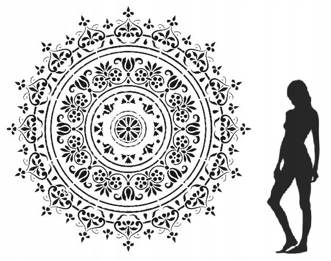 Malířská šablona omítková mandala 150 cm velkoformátová Beton architekton