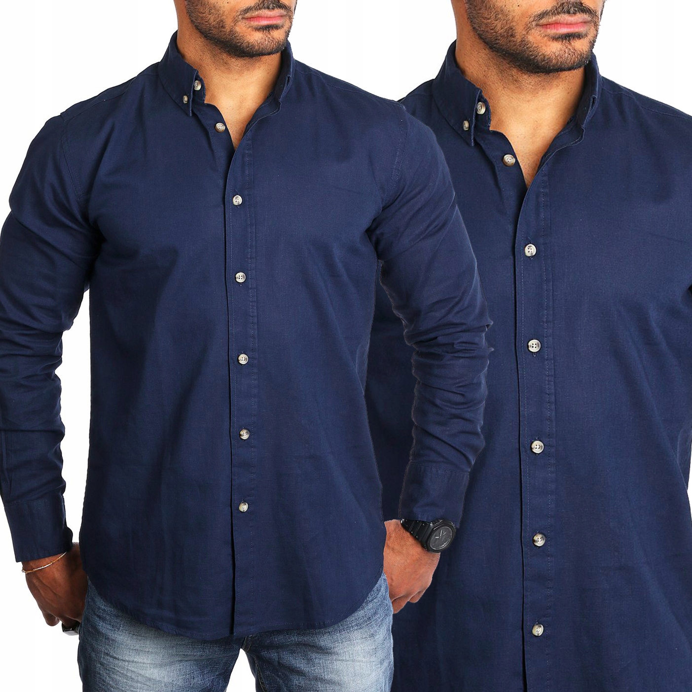 Koszula Męska Lniana Klasyczna Codzienna Len