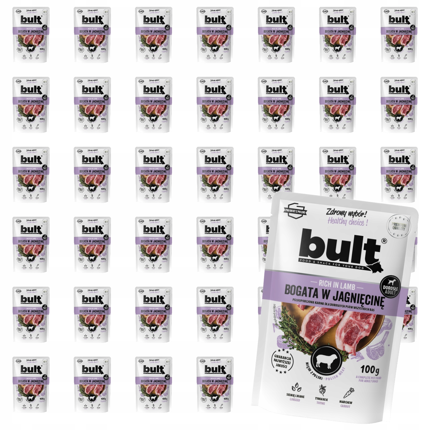 Levně Vlhké Krmivo Pro Psa Bult Sáček Mletý Bohatý Na Jehněčí Maso 40x100G