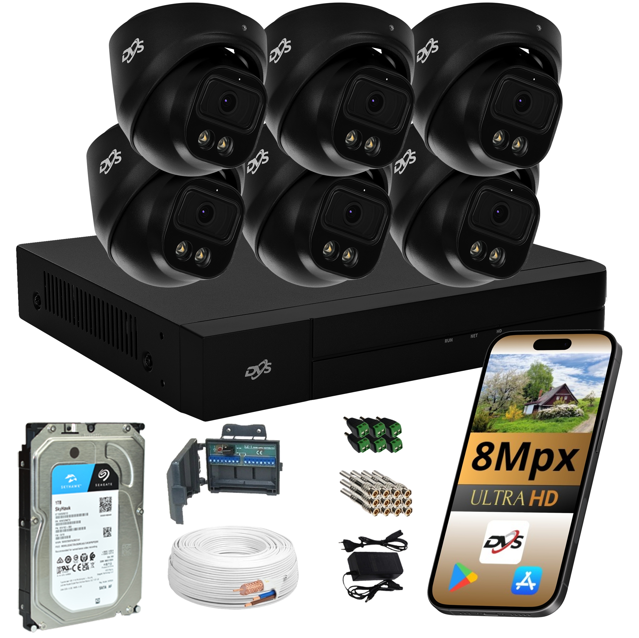Monitorovacia Súprava 6 8Mpx kamier aplikácia Dvs 1TB