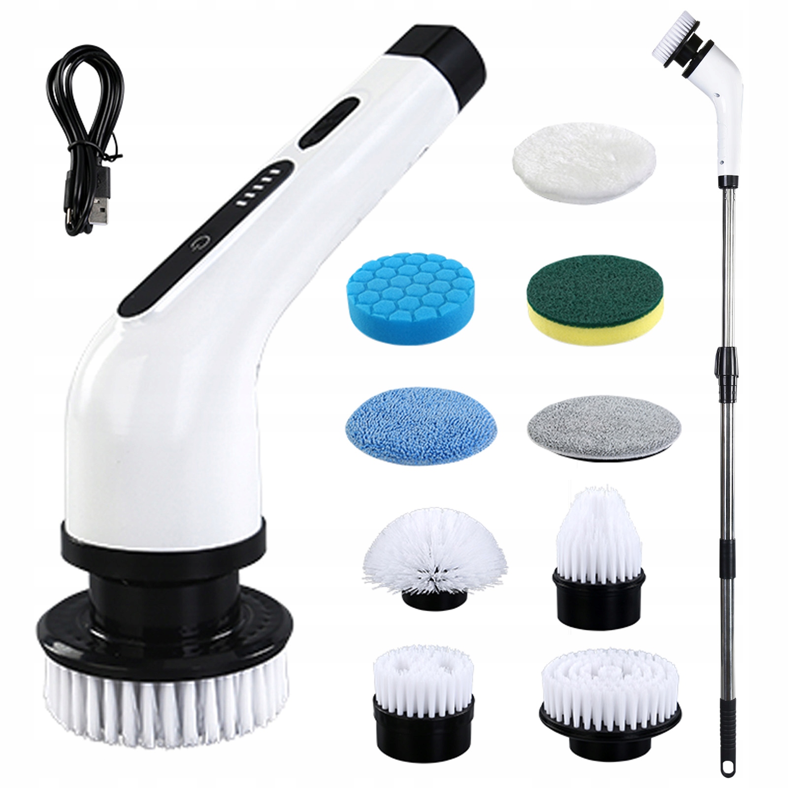 Levně Elektrický zubní kartáček pro čištění 9 náhradních hlavic Usb-c Led