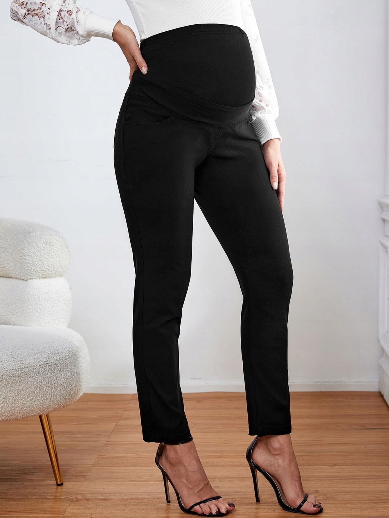 SPODNIE DAMSKIE RURKI S CC55218 *SHEIN ELEGANCKIE CIĄŻOWE Rozmiar S