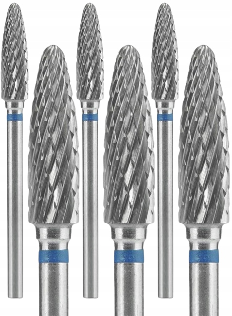 3 x Staleks Fréza ze slinutého karbidu Kužel Kulatý Modrý Průměr 4 mm