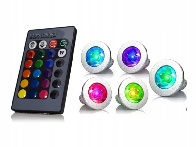 Set 5x Rgb Led Žárovky Barevné GU10 +dálkový Ovladač