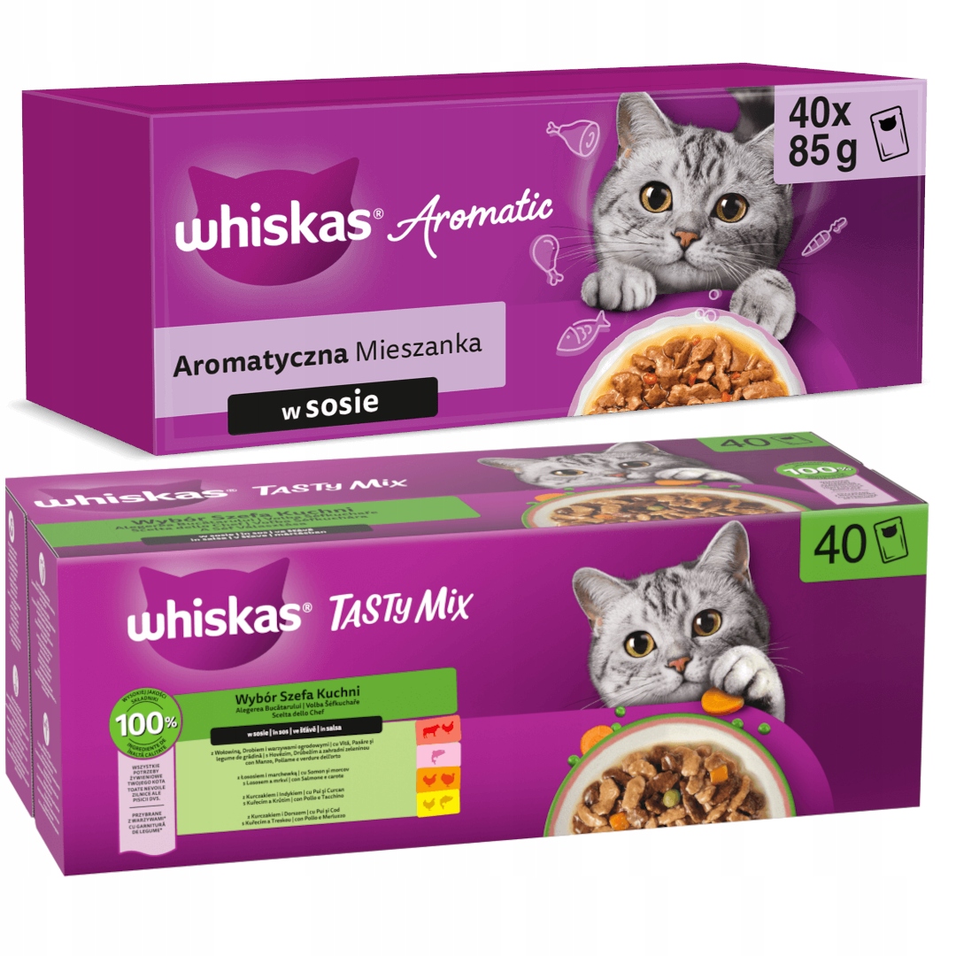 Whiskas Mokra Karma Dla Kota W Sosie 80x85g Tasty Mix+Aromatyczna Mieszanka
