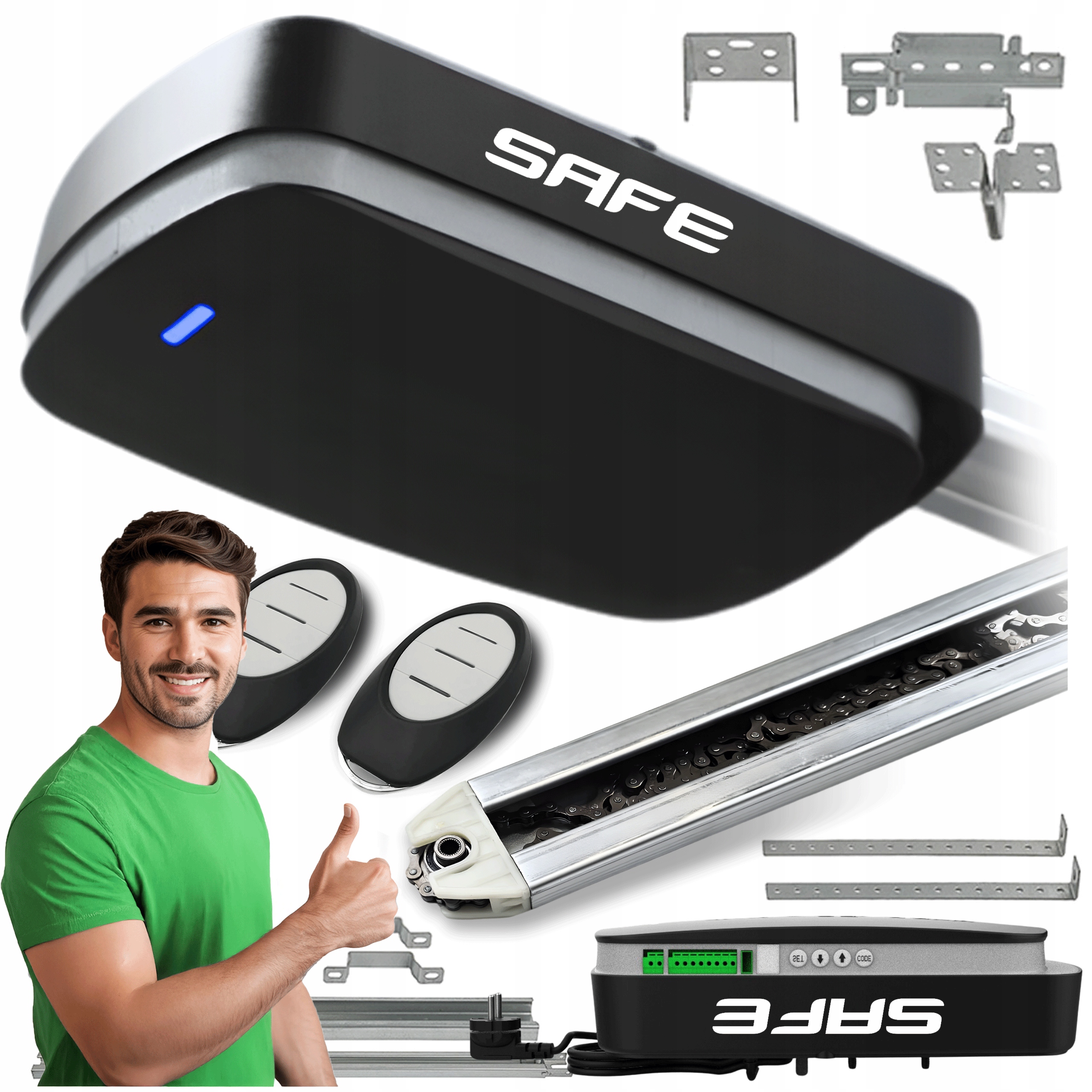 Pohon Pro Garážová Vrata 15 m2 sada automat 1000N 2x Pilot Kolejnice 3500