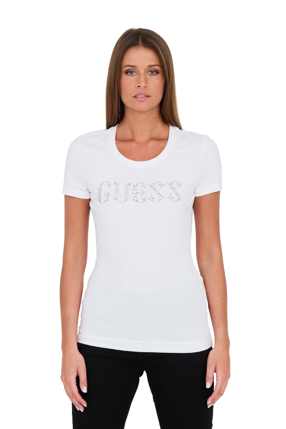 Guess Bílé tričko Stones Logo Tee L