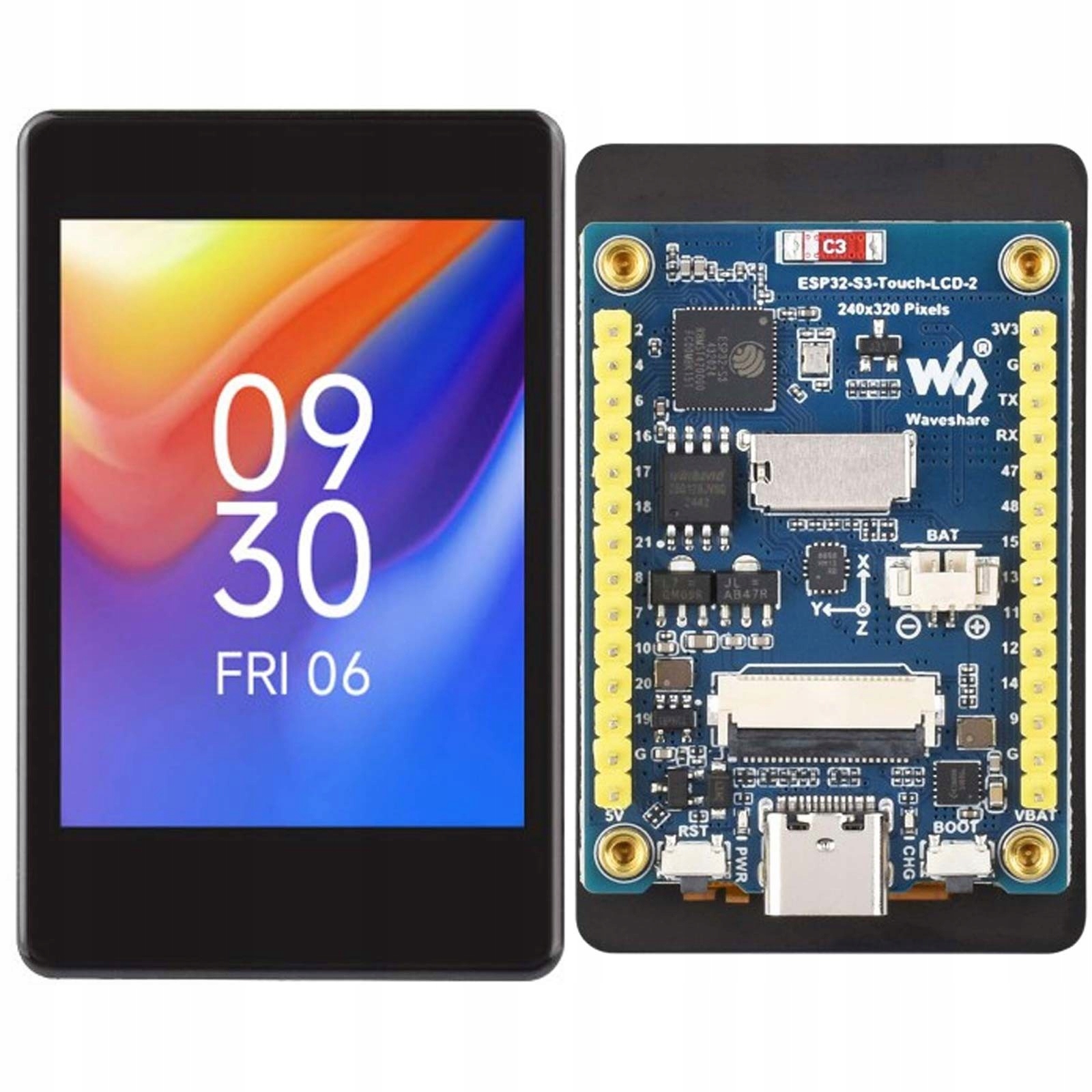 ESP32-S3 Waveshare dotykowy LCD 2" 240x320 Ble Wi-Fi slot kamery żyroskop