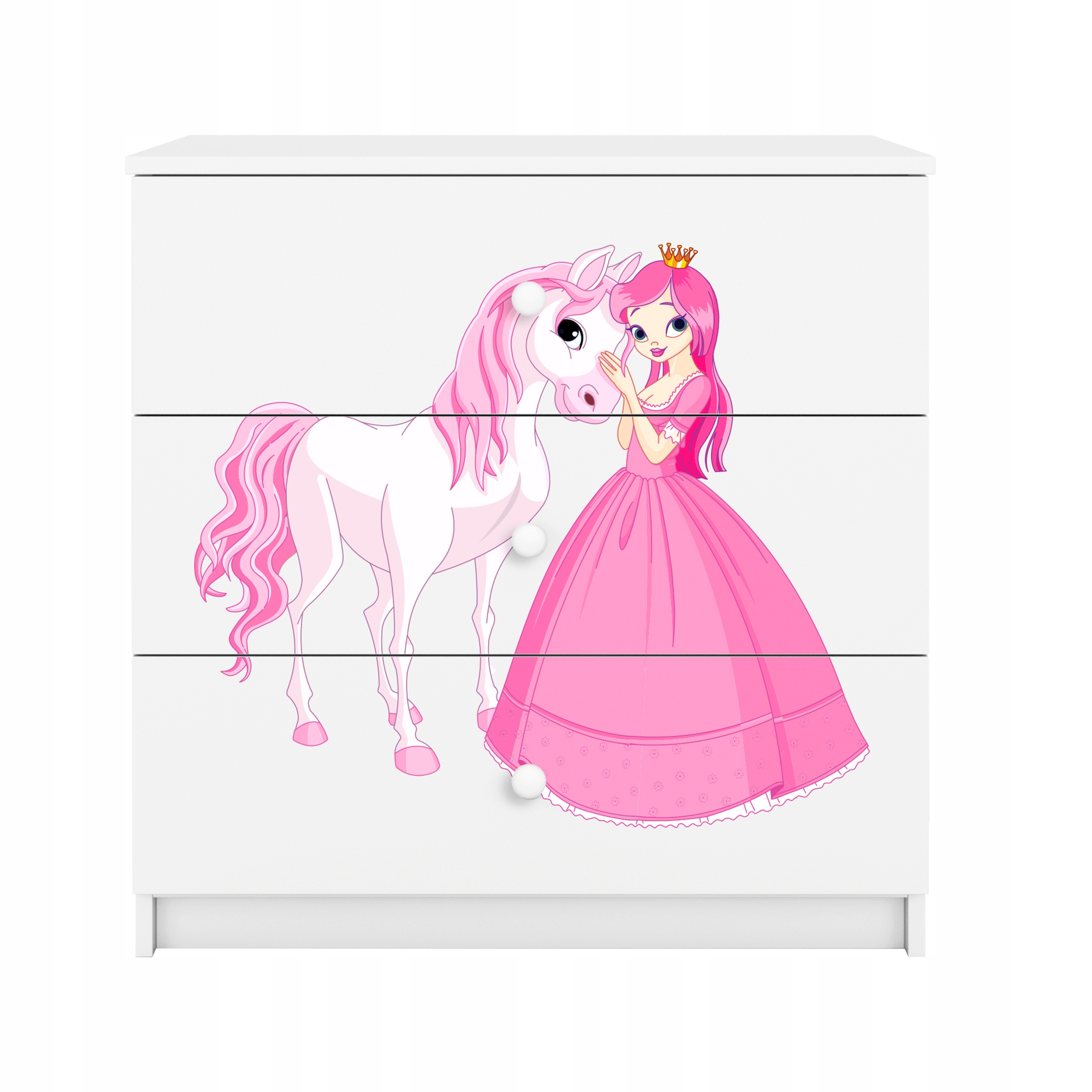 Komoda Babydreams grafika princezna a kůň bílá 80 cm