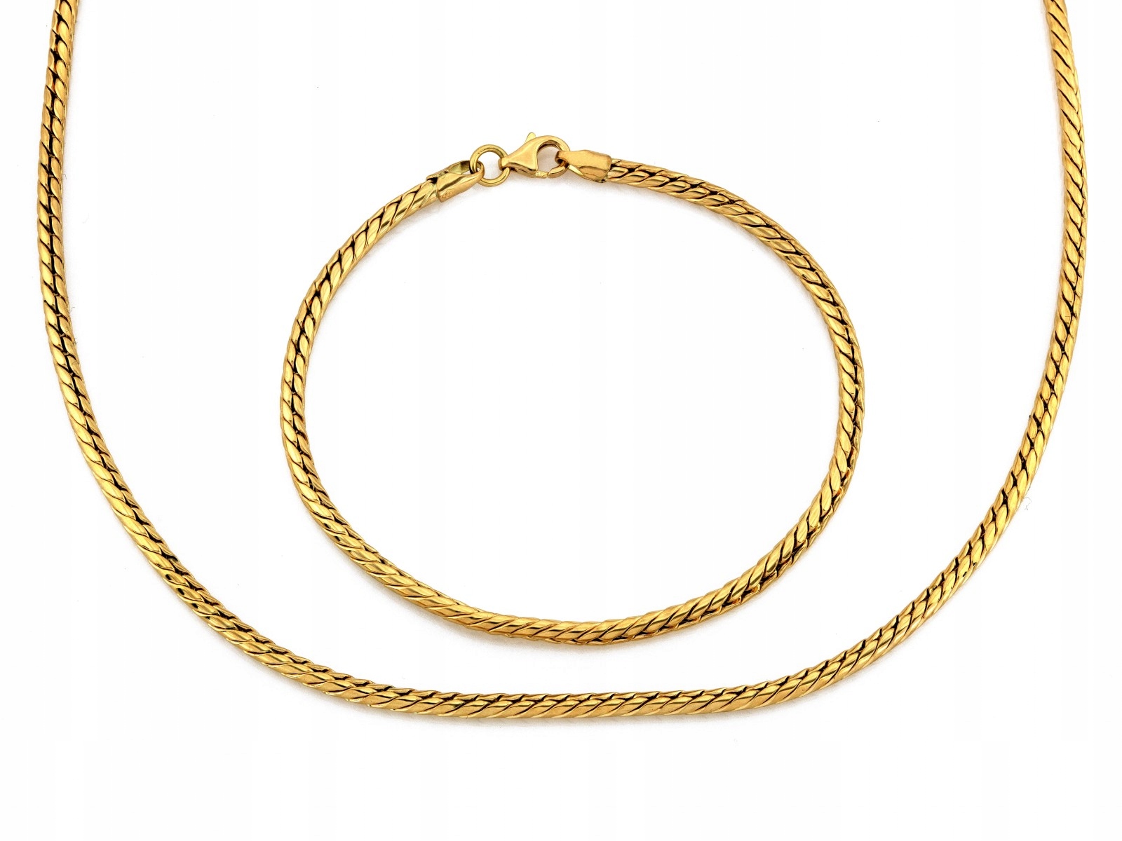 Zlatý komplet Náhrdelník a náramek 14k 10.25g Tlustá pletenina