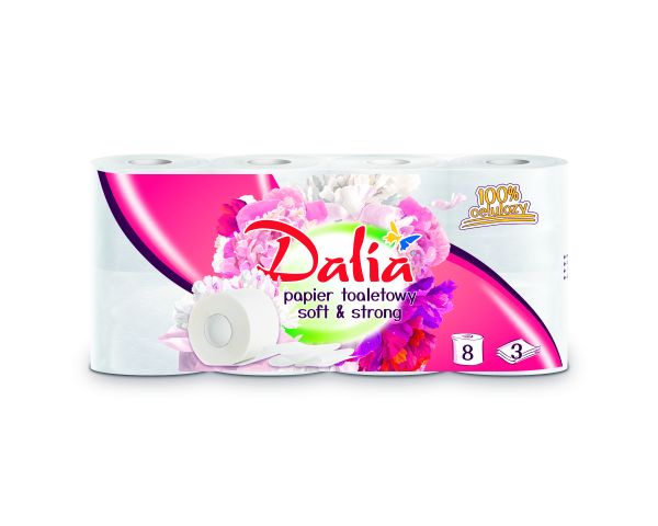 Papier toaletowy Dalia biały 8 rolek x 7 opakowań EAN 5908283550715
