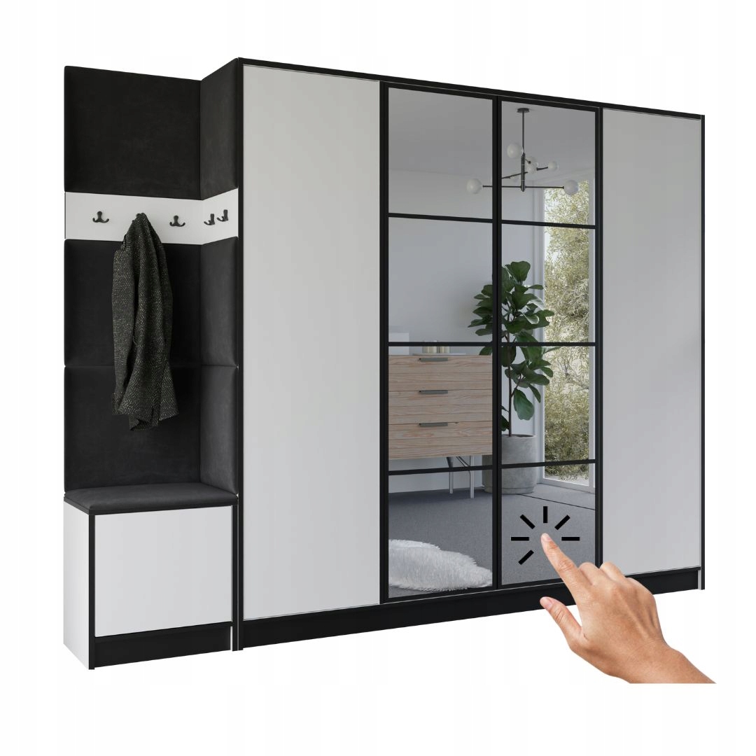 Šatní skříň Costa 15 bílá černá tkanina Vzor 1