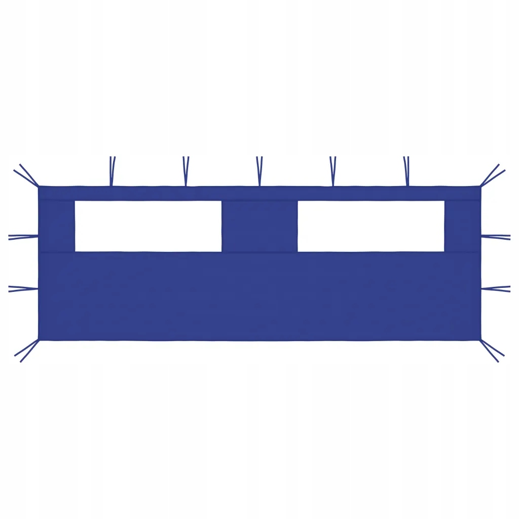 Stěna s okny do stanu 590 x 200 cm, modrá, tkanina 100% polyester