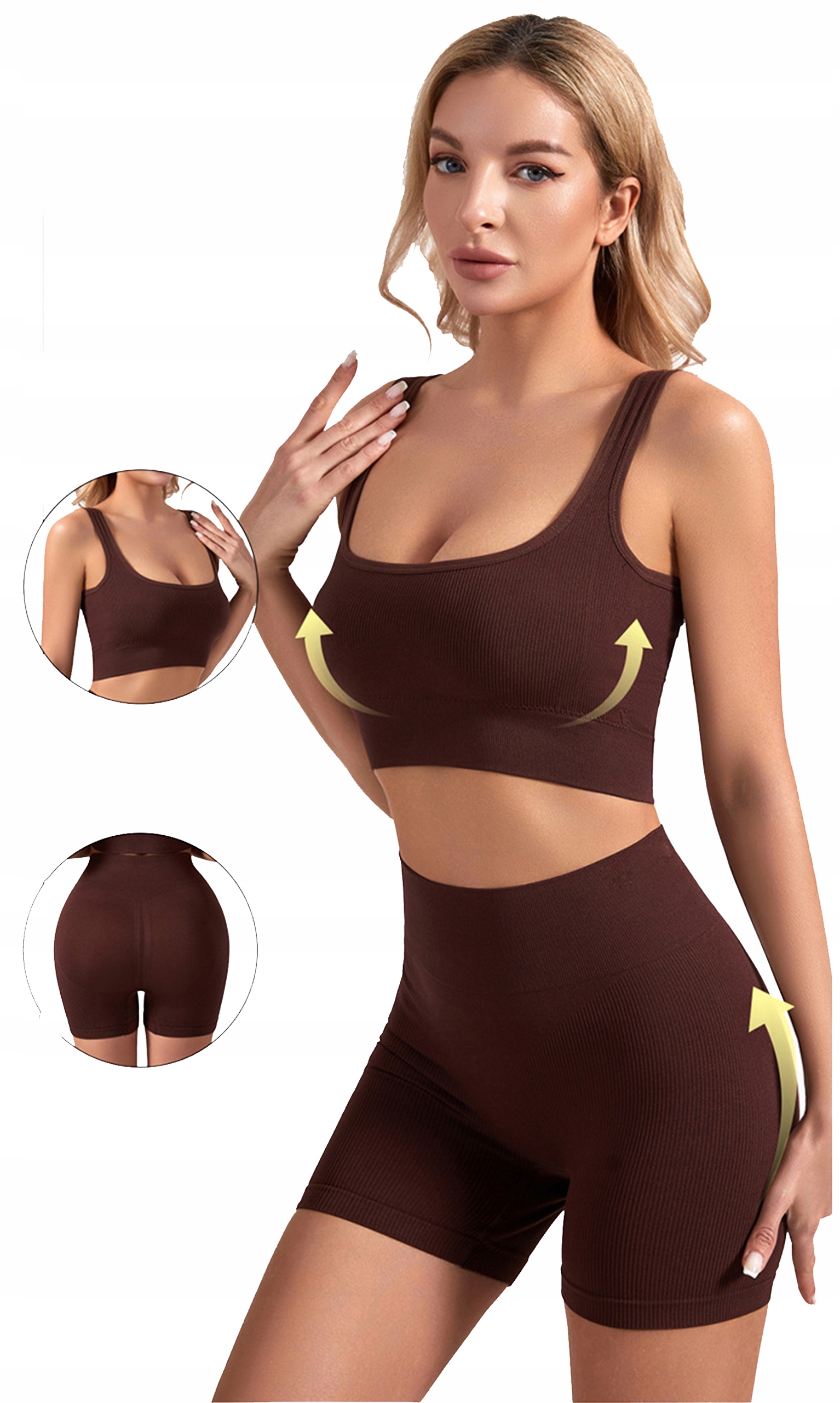 DAMSKI STRÓJ DO ĆWICZEŃ NA SIŁOWNIE KOMPLET SPORTOWY STANIK SPODENKI JOGA EAN (GTIN) 5906657400796