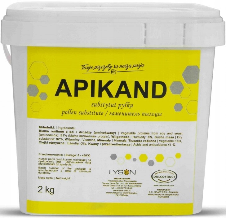 Apikand SUBSTYTUT PYŁKU 2kg ciasto POKARM pszczół APIKAND 2KG substytut