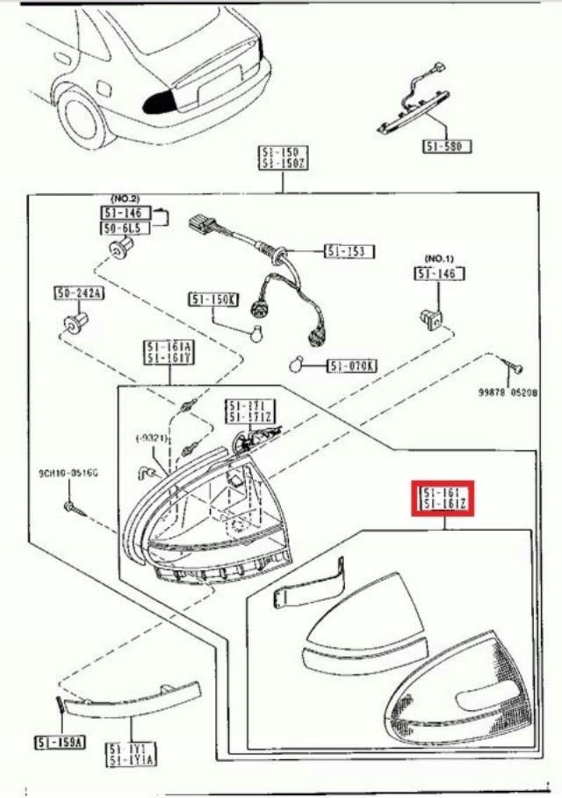 KLOSZ lights left rear part MAZDA 626 91-12 / GA8A51161A