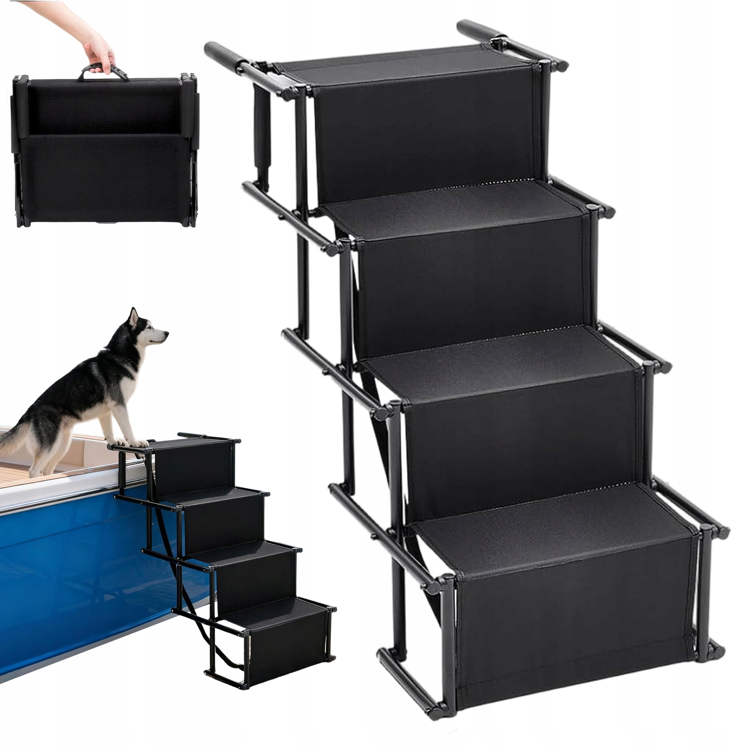 Protiskluzové Skládací Schůdky Do Auta Pro Psa 4 Stupně