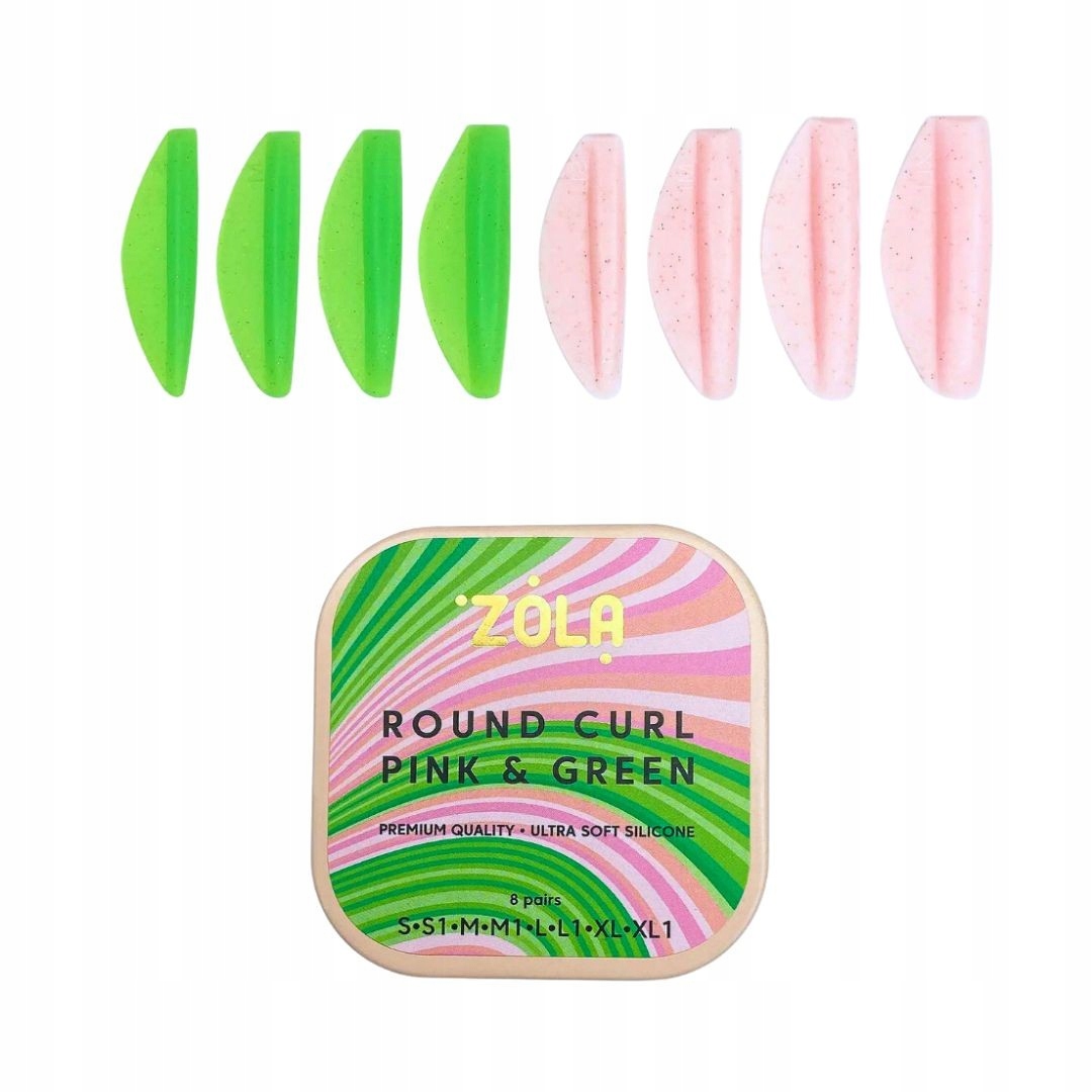 Silikonové válečky pro laminování řas Round Curl Pink & Green Zola
