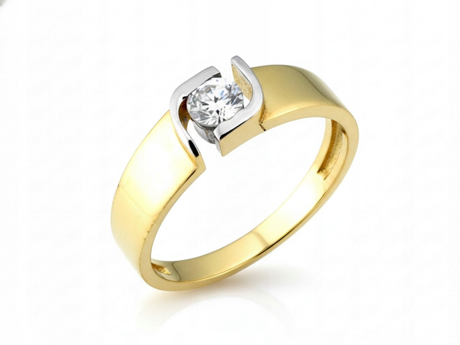 Prstýnek ze zlata 585 s Velkou bílou zirkonií 17r, bílé zlato 2.21 g