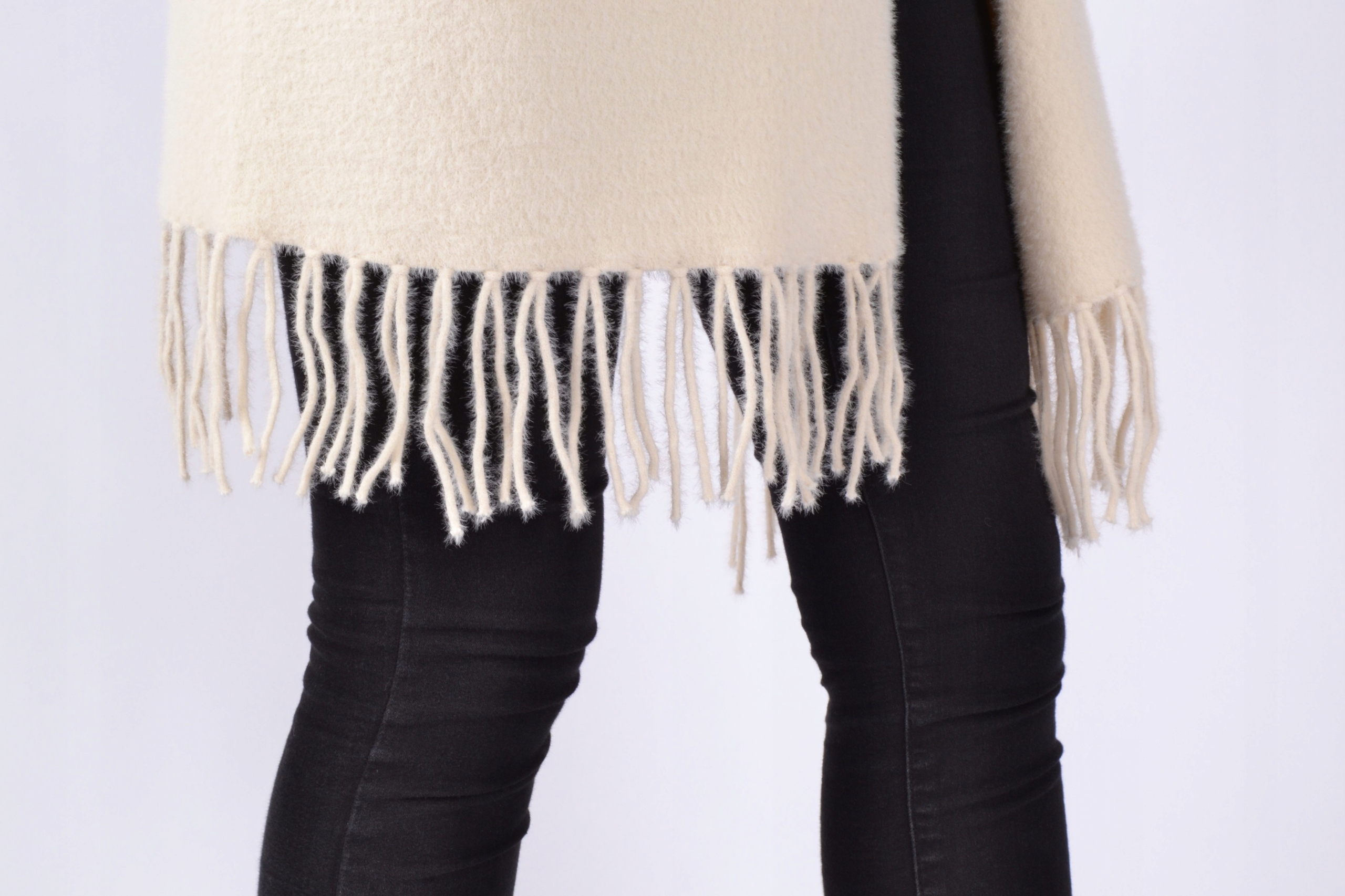 Ponczo ALPAKA OVERSIZE WIOSNA/JESIEŃ r.uniwersalny Odcień ecru