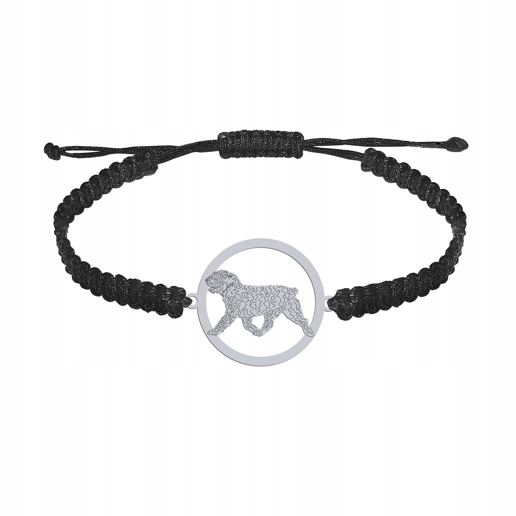 Stříbrný náramek s španělským vodním psem 925 Dárek Makramé Gravírování