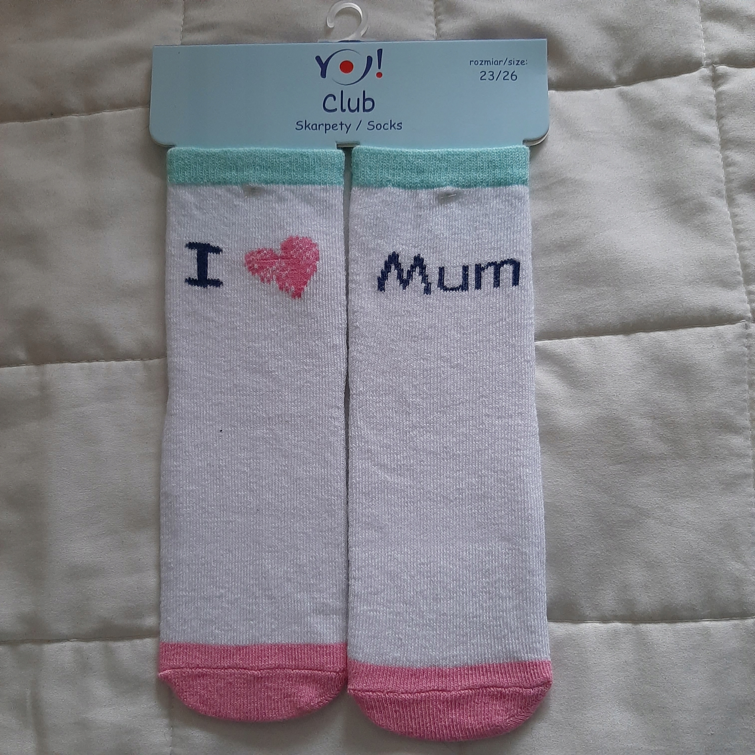 

nowe skarpetki Yo I love Mum 23-26 ( 14-16cm)