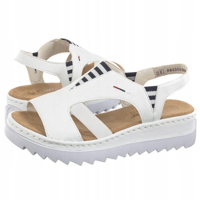 Dámské nazouvací sandály na podpatku Rieker Bílé V44Y5-80 Bílé