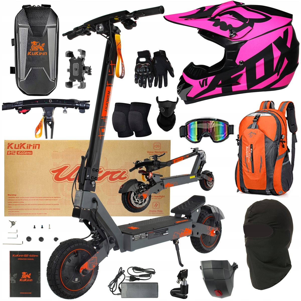 Kukirin G2 Ultra elektrické vozidlo 2000W 55km/h 55KM 48V18Ah 10" dárky