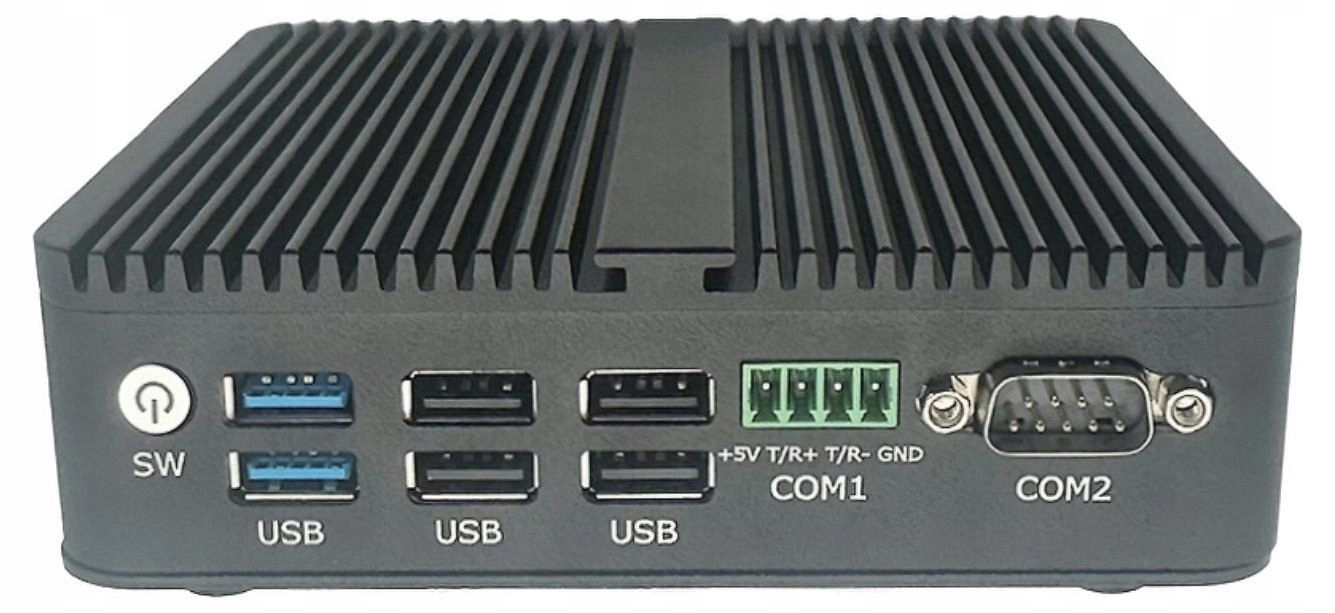 Przemysłowy mini PC fanless M4 4x LAN COM DP ruter Pfsense VPN Firewall Kolor czarny