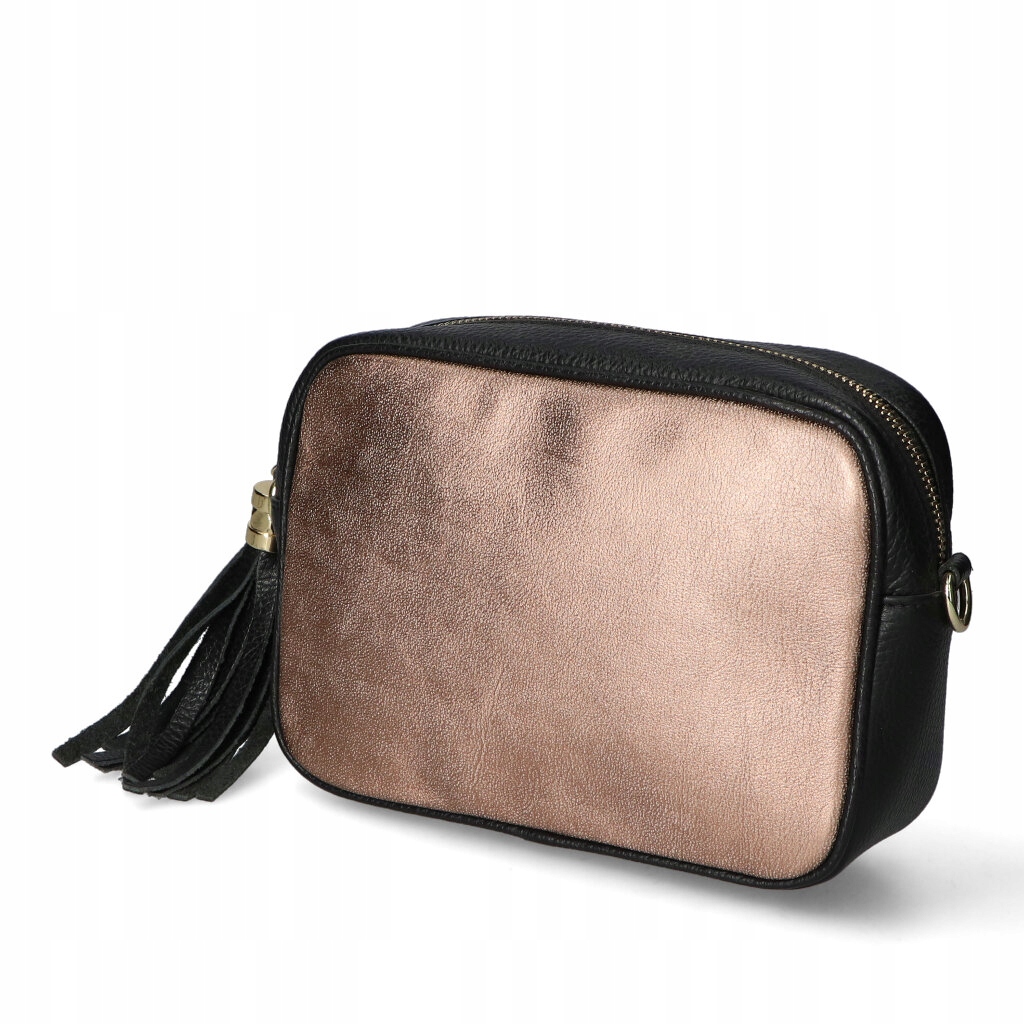 Dámská kabelka Přes Rameno Černé Růžové Zlato s ozdobou Třásně