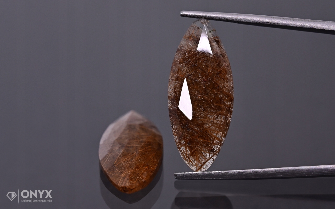 Křemen s rutilem fazetovaná rozeta Para markýza 25x