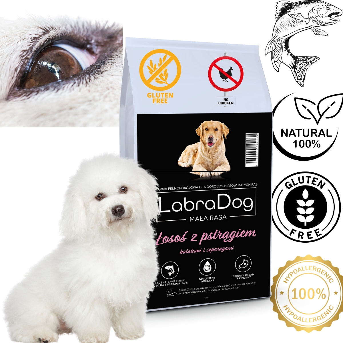 LabraDog Superfood Losos s pstruhem, batáty a chřestem malé plemeno 6 kg