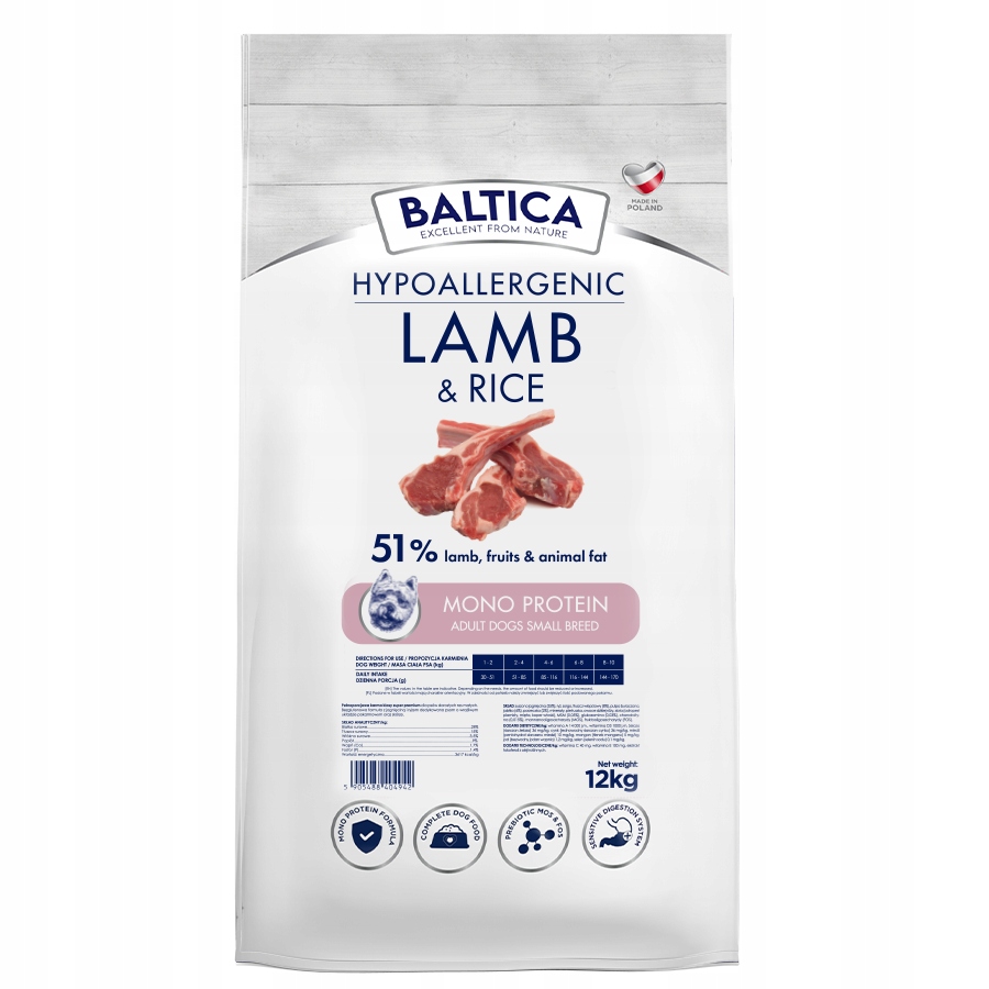 Levně Suché krmivo pro psy Baltica Nutraceutic Hypoalergenní jehněčí Xs/s 12 kg
