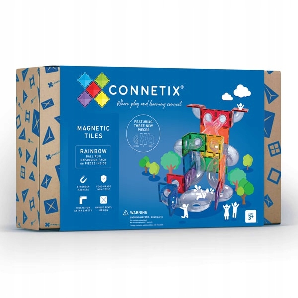 Connetix klocki magnetyczne kulodrom Ball Run Expansion 66 el rozszerzenie