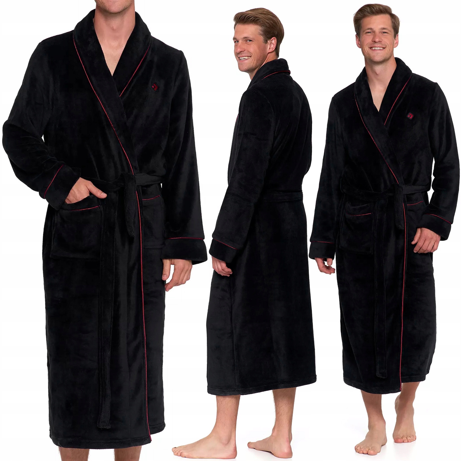 Pánský župan teplý a hebký s páskem a kapsami Moraj XXL