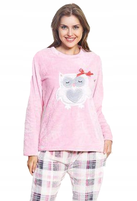 VIENETTA Piżama Puszysta SÓWECZKA DŁ. R: M Dekolt okrągły